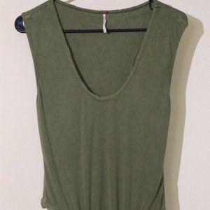 Free People Olive Green Bodysuit: Low-cut
